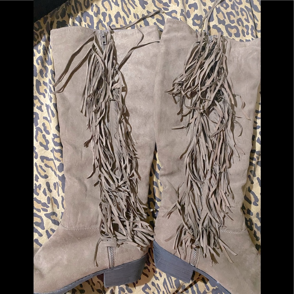 Fringe taupe boots size 10